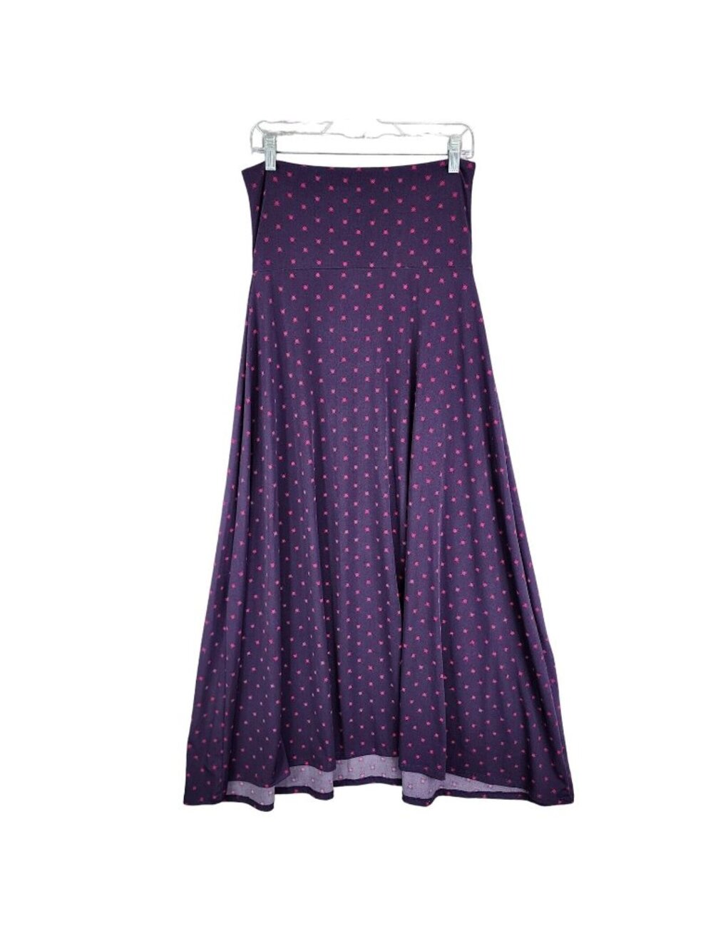 Womens LuLaRoe Purple & Pink Star Print Maxi Skirt Slinky Polyester Stretch S